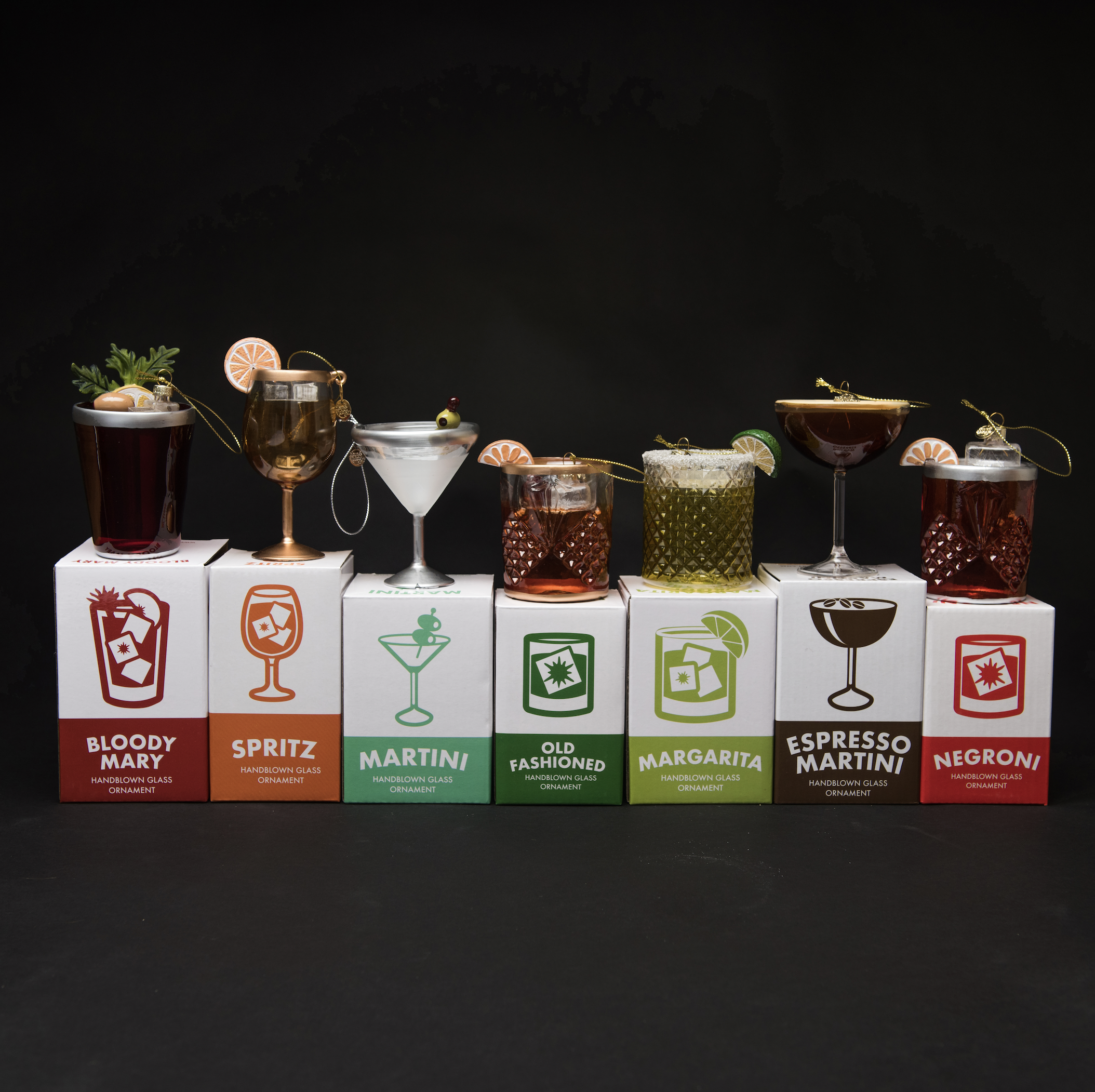 Set of 7 Cocktail Ornaments — Love & Victory
